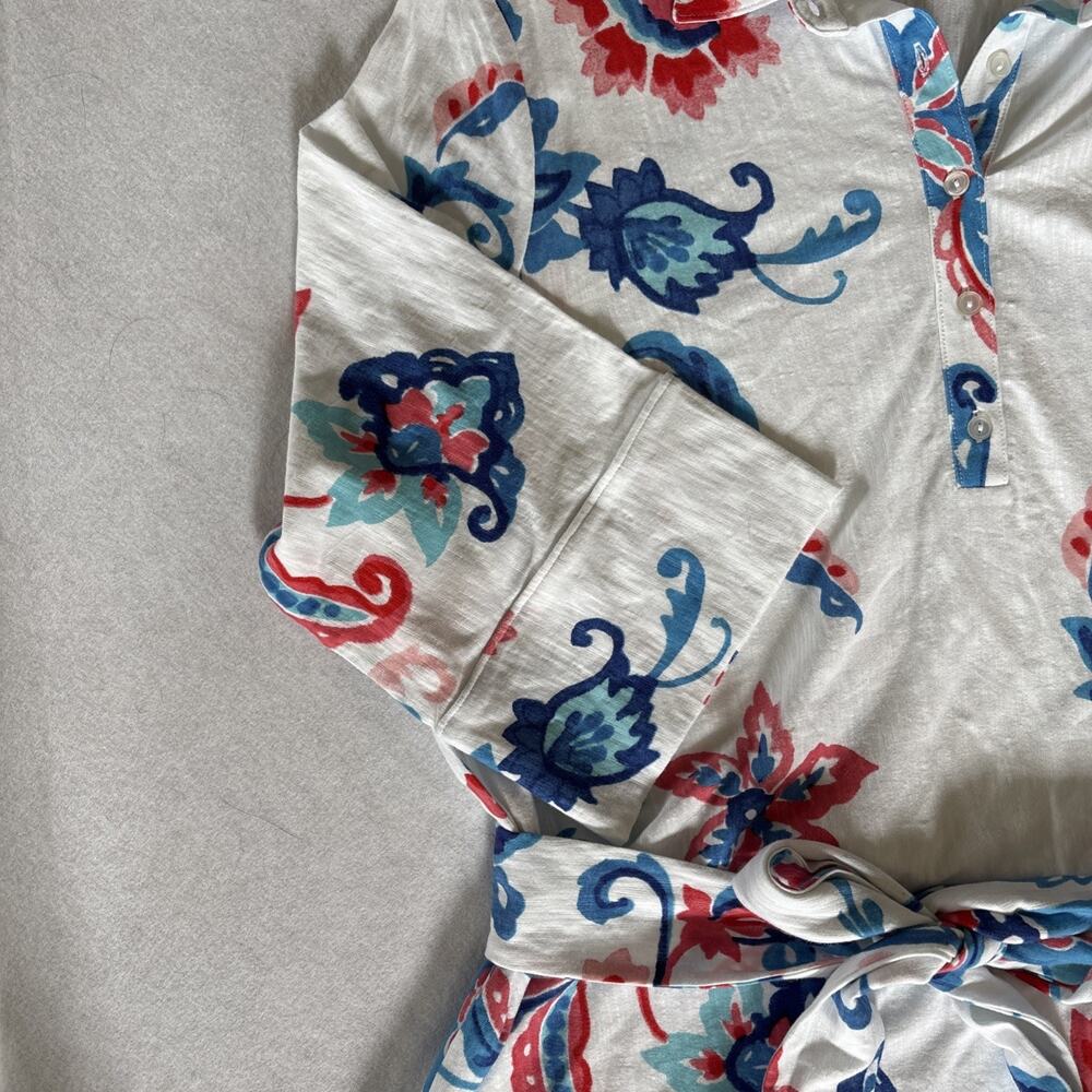 Chico’s Women’s Maxi Dress Paisley 3-4 Sleeve Tie Waist Cotton Beach Sz M / 12 - Picture 5 of 16